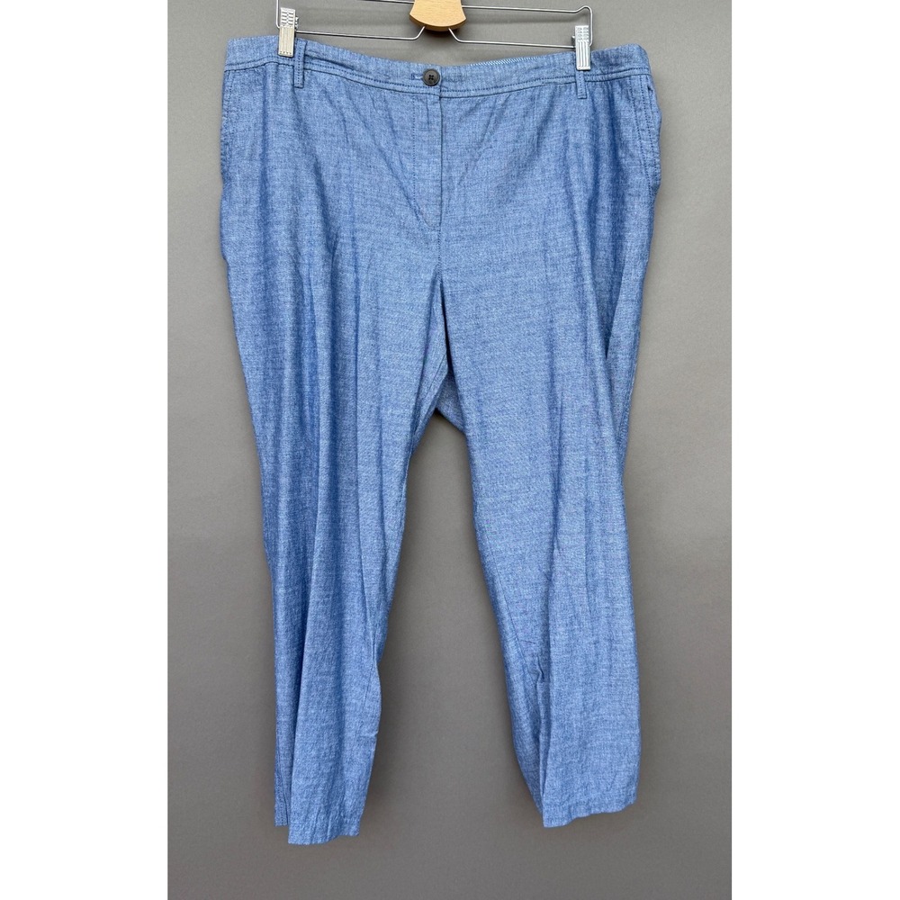 Talbots Pants 20W‎ Blue Cotton Chambray Girlfriend Chino Trousers Coastal Resort
